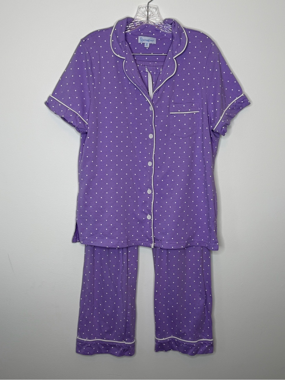 Pajamagram Short Sleeve Purple Polka Dot Cotton Pajama Set